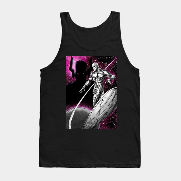 Silver Surfer and Galactus Tank Top by Jomeeo